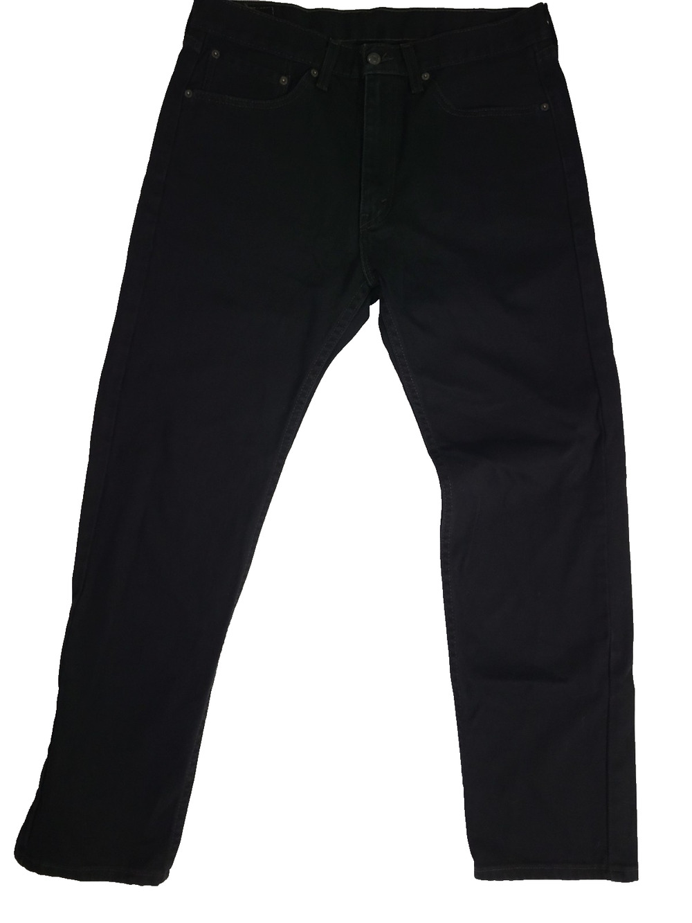 Levis 505 Mens 34x32 Black Regular Fit Straight Leg Denim Jeans WaterLess